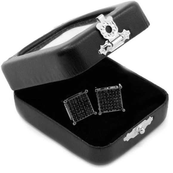 Other - New Men’s Black Iced Out Earrings Stud Square Cut